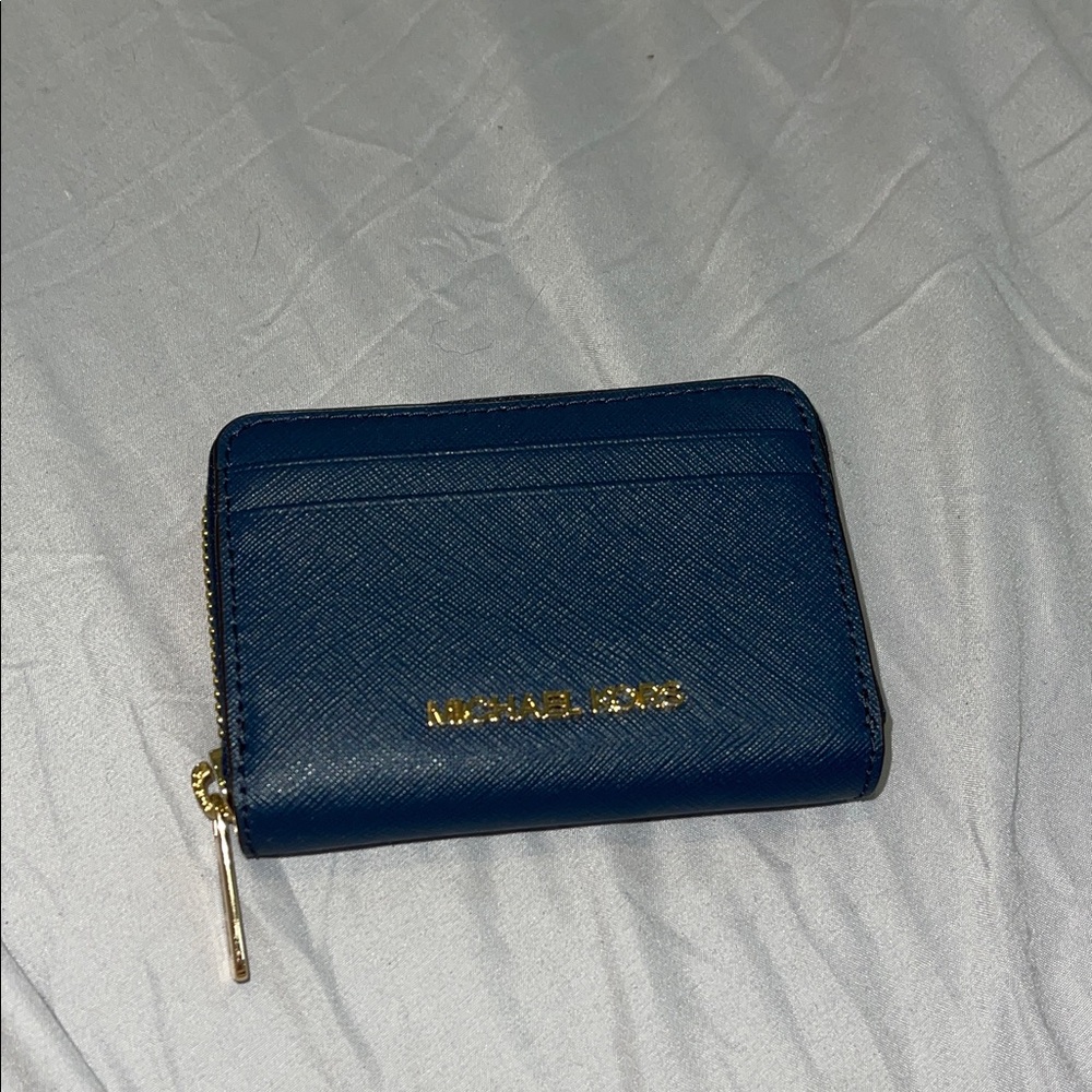 Michael Kors Dark Blue Wallet with Gold Details